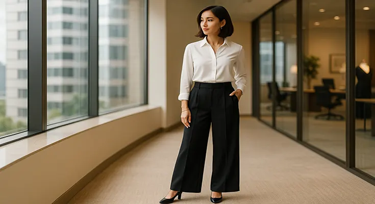 Mastering the Petite High-Waisted Wide-Leg Black Trousers for Business Professional